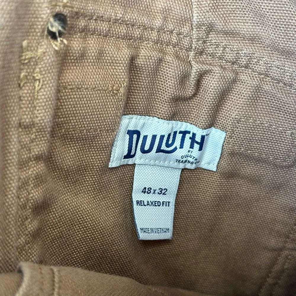 Duluth Trading Co Fire Hose Relaxed Fit Cargo Pants Mens 48x32 Brown Canvas Work
